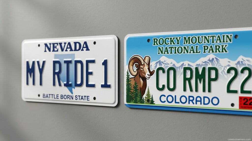 Side-by-side comparison of a personalized license plate and a specialty license plate design