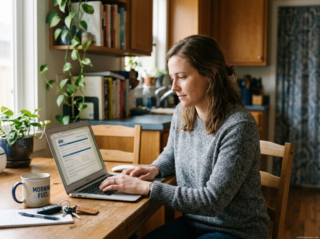 Person renewing their vehicle registration online from home