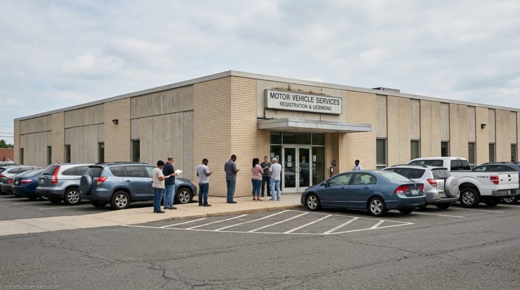 Exterior of a DMV office where drivers apply for a replacement license plate