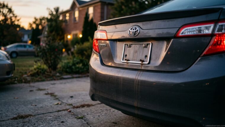 Empty license plate bracket on a car bumper after a plate goes missing