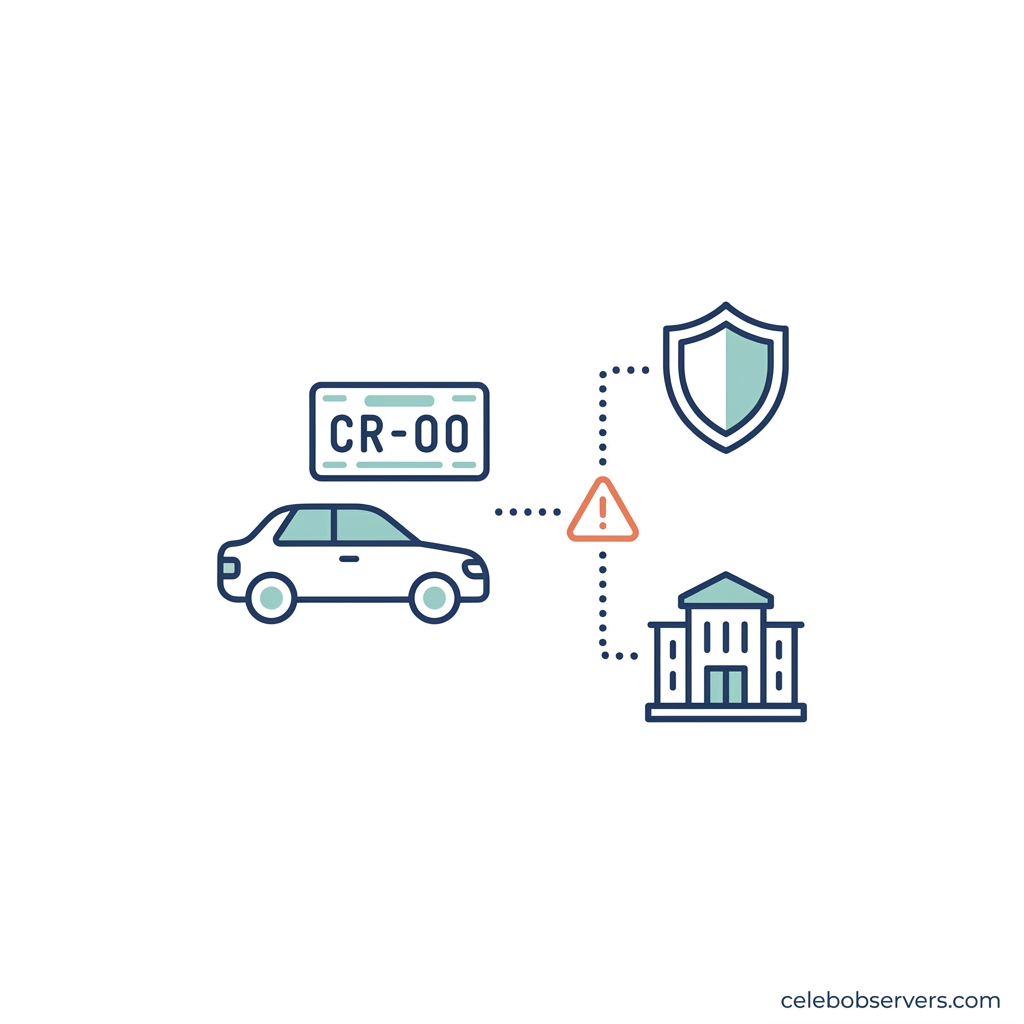 Illustration showing how vehicle registration, insurance, and DMV records stay linked until a plate is surrendered